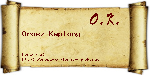 Orosz Kaplony névjegykártya